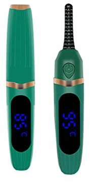 Rizador de pestañas eléctrico de 3 engranajes, herramienta de rizado de pestañas de 2 W, pantalla digital, portátil, maquillaje, rizo, suministro, color verde
