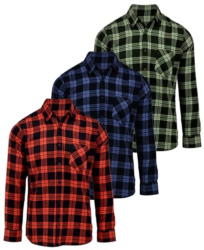 Andrew Scott, Herrenhemden mit Knopfleiste, Normale Passform, Langärmelig, Kariert, Flanell, Freizeithemden, Multipacks, XL