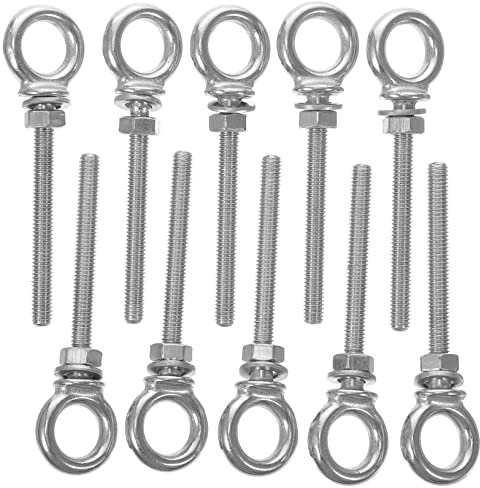 CHILDWEET 10stücke Schraubhaken Mit Ring Edelstahl Ringschraube Schraubring Mit Gewinde Inklusive Mutter Und Unterlegscheibe Für Outdoor-anwendung