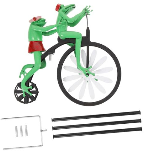 POPETPOP Moulin À Vent Décoratif en Métal pour Vélo Animal Grenouille Chevauchant Un Moulin À Vent Rotatif Ornement Décoratif Dextérieur
