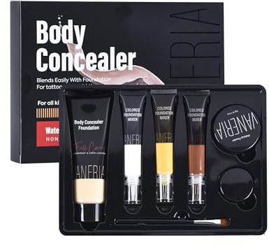 VANERIA Körper Concealer Set, Tattoo Abdeckung Make-up, Wasserdicht & Lang Anhaltend für Tattoos & Narben,Flecken und Vitiligo 283g