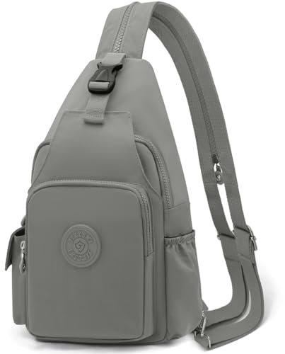 REETEE Leichter Brusttasche für Damen und Herren Klein Sling Bag Nylon Backpack Schulterrucksack, Crossbody Schultertasche für Outdoorsport, Wandern, Radfahren, Reisen (grau)