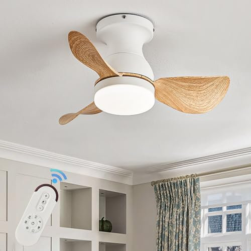 GODFSAHG Ventiladores de Techo LED con Luces Dormitorio Regulable Ventilador de Techo pequeño con luz Ventiladores de Techo CC Reversibles con lámparas Temporizador de 6 velocidades para sa