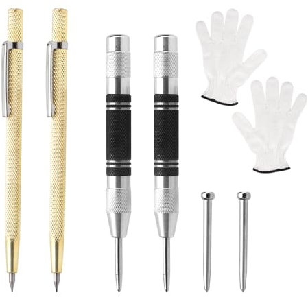 ZMDMAH Juego de 2 brocas automáticas y 2 alfileres de retorno, 130 mm, con 2 puntas de repuesto y guantes