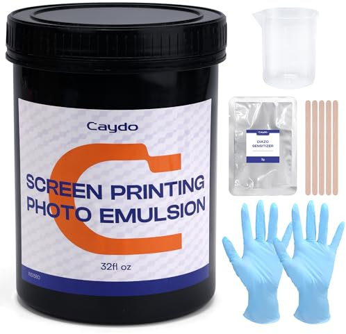 Caydo Emulsions-Siebdruck für Musterdruck, 900 ml, großes Siebdruck-Emulsions-Set für Stoff, T-Shirts, Weihnachtsgeschenk für Bastelliebhaber und Ehemann