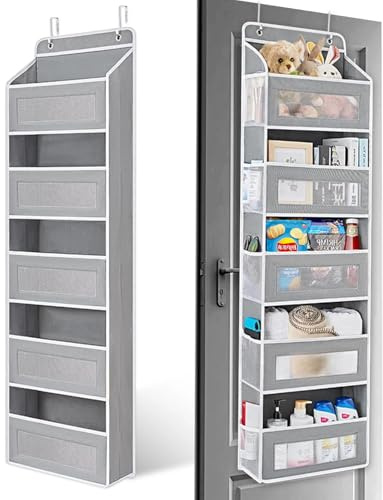 Zamety Hängeorganizer 5 Fächer, Türorganizer Großer Kapazität mit 2 Haken | Hängeaufbewahrung für Bad, Schlafzimmer, Wohnzimmer, Türregal zum Einhängen, Türregal Passt für 5 cm Dicke Türen