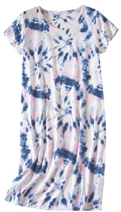 Pyjama de maternité pour femme - En coton - Manches courtes - Imprimé décontracté - Robe de nuit pour femme, lilas, M