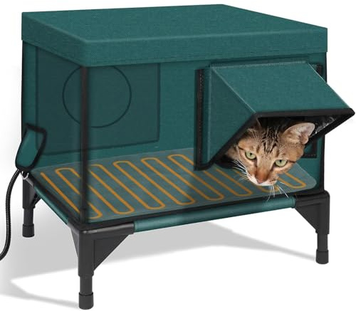 Outdoor Heated Cat House For Winter - Insulated Outdoor Cat Shelter With Two Exits, Insulated With Heating Pad S(43 * 33 * 30cm)