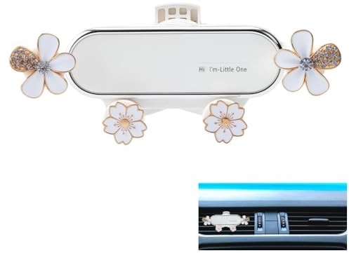 DELORIGIN Car Cellphone Holder Adorable Car Phone Holder Cute Phone Holders for Your Cars Elegant Flower Crystal Air Vent Phones Holders Cars Phones Mount with Sturdy Air Vent Clip for Smartphone