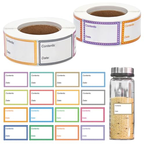LAIVIYA Etiquetas Adhesivas Cocina, 1000PCS Etiquetas Congelador Alimentos, Etiqueta Multifuncionales Universales, Pegatinas Extraíbles Alimentos Con Espacios Pegatinas Extraíbles Alimentos (25x40mm)