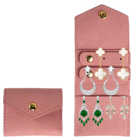 ZORVYN 1 pezzo Rotolo per Gioielli Borsa, Organizer per Gioielli Pieghevole, Porta Collane da Viaggio, Rotolo Portagioielli per Bracciali Orecchini Anelli Collane Gioielli