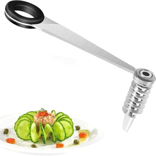 Ousuwo Cortador en Espiral de Acero Inoxidable, 10,8 cm Espiralizador Manual para Verduras, Ensaladas con Pepinos, Zanahorias, Calabacines, Manzanas y Patatas