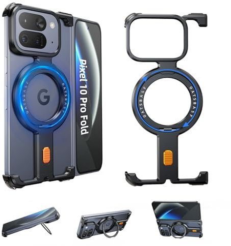 NIFBANG Étui de protection pour Google Pixel 10 Pro Fold - Support magnétique rotatif à 360° - Robuste et anti-chute - En métal militaire sans cadre - Anti-chocs - Pour Google Pixel 10 Pro Fold