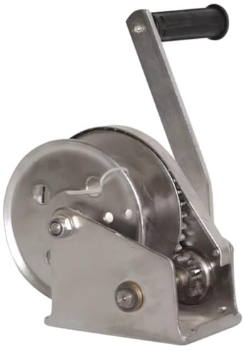 JingNian Stainless Steel Boat Trailer Winch, Two-Way Self-Locking Hand Winch, Gear Ratio, Heavy-Duty Marine Crank Winch (No Wire Rope)(1100kg)