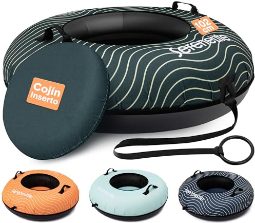 SereneLife Slitta da Neve, Slittino da Neve 102 cm, per Tutte le Età, In Discesa per Sport Invernali, Fondo Rigido in Plastica Resistente, Tubo Gonfiabile, Rivestimento Oxford, Per Bambini E Adulti