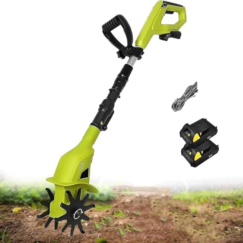 simprueH Electric Garden Rotavator,Electric Cordless Tiller Cultivator,Soil Scarifiers for Lawns,10cm Tilling Width, 25cm Working Depth