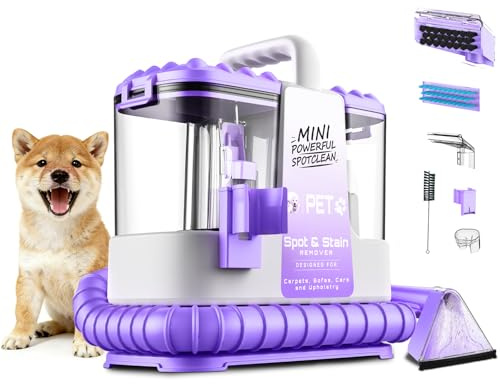 NYXAL Portable Carpet and Upholstery Spot Cleaner Machine, 20Kpa Powerful Suction with 5 Cleaning Tools, 17oz Cleaning Solution, Lightweight Compact Design, Deep Clean for Car, Home, Purple