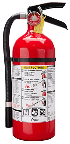 Kidde Pro 210 2A:10-B:C Fire Extinguisher, Rechargeable, Multi-Purpose for Home & Office, 4 lbs., Mounting Bracket Included , Red