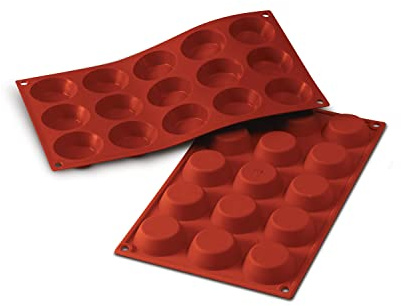 silikomart | SF014 Moule en Silicone pour TARTELLETTA Monoportions, antiadhésif, 15 cavités, Lot de 1 Moule à gâteau, Ø 50 h 15 mm, Made in Italy