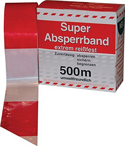 Absperrband L.500m B.80mm gelb/schwarz im Spenderkarton
