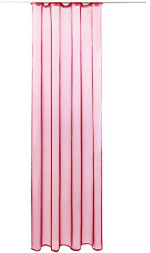 Bestlivings Gardine mit Kräuselband, Transparent Voile 140x245 cm (Breite x Länge) in pink - Fuchsia, viele weitere Farben und Größen