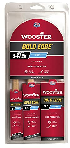 Wooster 5239 Edge väggborste 3-pack, polyester, vit, guld, 2,54 cm