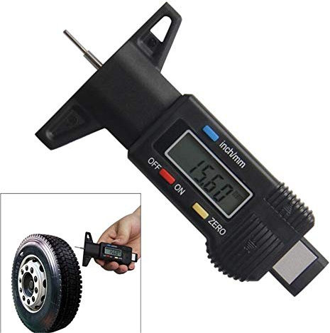 Digitale Misuratore Profondità 0-25mm/0.01 Tread Misuratore Profondità Display LCD Pneumatico Tread Acciaio Sonda Freno Precisione Nero 0-1  Calibro Micrometro