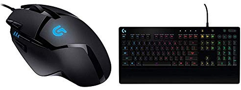 Logitech G402 Hyperion Fury Souris Gamer Filaire (8 Boutons Programmables, Idéale FPS, Compatible PC/Mac) + Logitech G213 Clavier Gamer Prodigy, RVB, Rétroéclairé - Clavier Gaming AZERTY Française