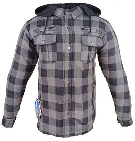 EURO STARS Chemise de moto et de flanelle avec KEV ARAMID Lumber Veste de motard grise chemise (M)