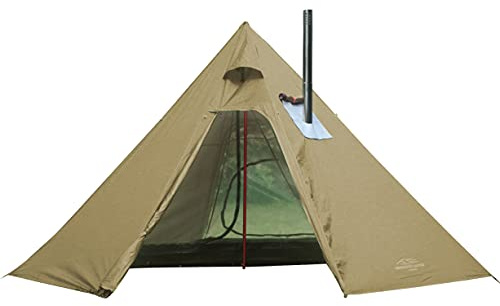 Tipi heta tält för 2 personer med inre nät, lätt, stående rum för jakt familjelag backpacking camping vandring (olivfärg med nät)