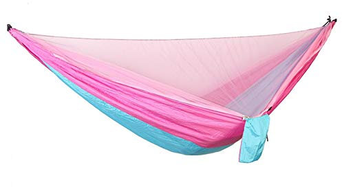 LIANYG Hängematte Hängemattenzelt Automatisches hängendes Bett Outdoor Single und Doppel-Fallschirm Hängendes Bett mit Netzen 661 (Color : Fenlan)