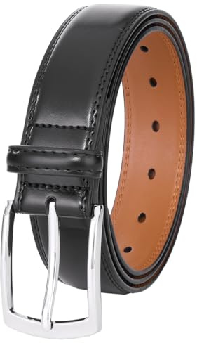 VRLEGEND Cintura Uomo Cinture per Abiti Vestito Elegante Lavoro Cinta Pelle 3.5CM,Regali da Uomo (120cm, Nero)