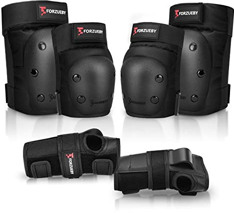 Forzueby Knieschoner, Ellbogenschützer und Handgelenkschützer für Erwachsene&Kinder Protektoren Set, 6 in 1 Schutzausrüstung zum Inliner Skaten, Skateboarden, Scooter Fahren, BMX usw.