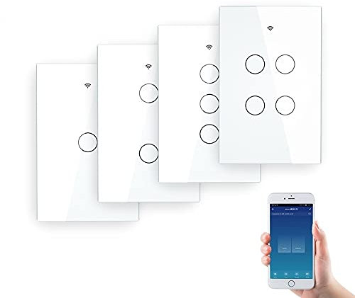 BANGHA Interruptor Persianas WiFi Interruptor de luz Inteligente de Pared táctil con Neutro/no Neutro, sin Condensador Inteligente de Condensador/Control de 2/3 vías Interruptor de Persianas