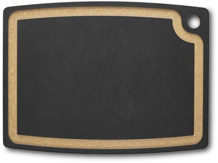 Victorinox Schneidebrett Gourmet Serie L 44.5 x 33 cm Saftrille Schwarz | Großes Küchenbrett zum Schneiden und Servieren von Fleisch oder Gemüse, klingenschonend & spülmaschinengeeignet