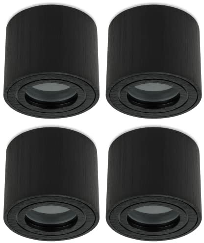 Sweet Led 4x Deckenstrahler IP44 flach bad aus aluminium aufbaurahmen Feuchtraum 65mm hoch Aufbauleuchte Aufbaustrahler 230V Aufputzstrahler Spotleuchte Deckenstrahler Aufputz Spot schwarz rund