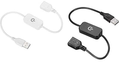 sourcing map 2 Stück LED Berühren Inline Dimmer 5V 3A USB Kabel Taktschalter Controller für Einfarbige Leuchtdioden Streifenlicht Schwarz, Weiß