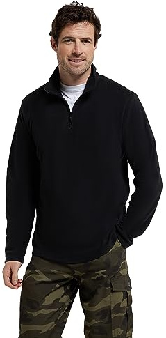 Mountain Warehouse Camber II Mens Half-Zip Fleece - Lightweight & Quick Dry, Breathable Antipill Microfleece - For Spring Summer, Outdoors, Travelling & Hiking Black XL