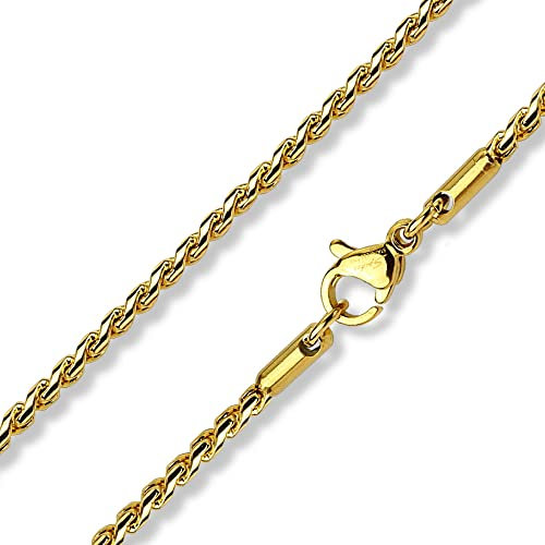 Treuheld® Gedrehte Zopfkette in 2 Farben | Halskette 2mm breit [02.] gold
