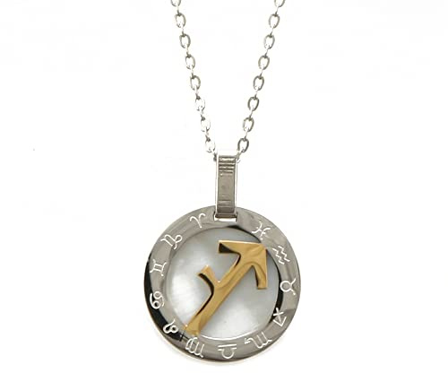 Bungsa® Sternzeichen Kette Halskette mit Amulett-Anhänger Tierkreiszeichen aus Edelstahl Unisex
