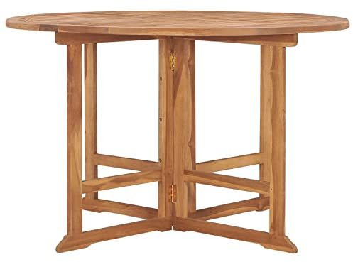 Homgoday Klapptisch Gartentisch Klappbar Terrassentisch Garten Esstisch Balkontisch Holztisch Tisch Esstisch für Garten Terrasse Balkon Ø110x75 cm Massivholz Teak