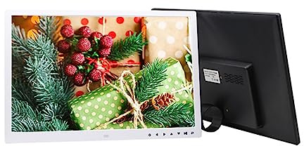 17-Zoll-Touch-Button-Digitalfotorahmen, elektronisches Fotoalbum mit HDMI HD 1080P-Wanddisplay, Video-Werbemaschine (Color : White)