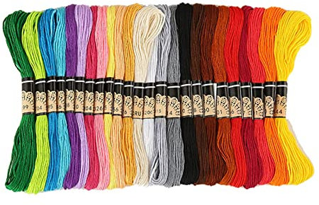 Stickgarn, Garn, brasilianisches Armband, 24 Farben, Stickerei-Set, bestickt mit Floss, brasilianisches Armband, Baumwollgarn für kreative Hobbys, Nähgarn, Werkzeuge, Zubehör (8 Meter/Strang)