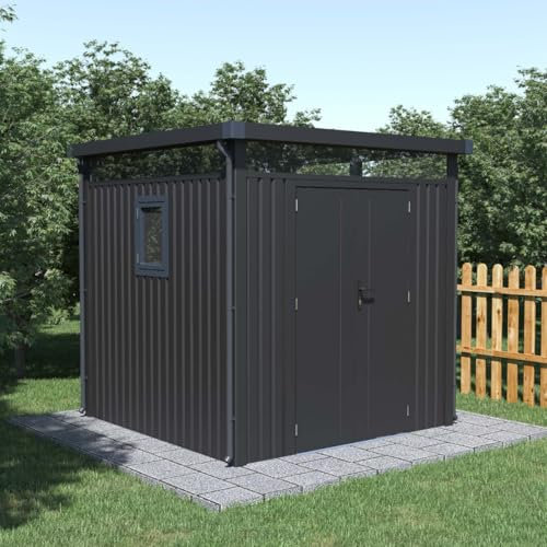 Rockford Lagos 100 gartenhaus Metall - Gerätehaus mit Doppeltür und Polycarbonat-Fenster - 230x230x222cm - Geräteschuppen, Gartenhütte, Metallgerätehaus, Fahrradgarage - Anthrazit