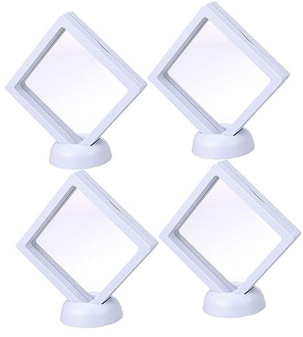 ANDRESLAD Schmuckvitrine 8 Stück Pe Folie Transparent Weiß Schmuckdisplay Mit 4 Vitrinen 4 Runden Basen Für Juweliergeschäfte Und Ausstellungsflächen