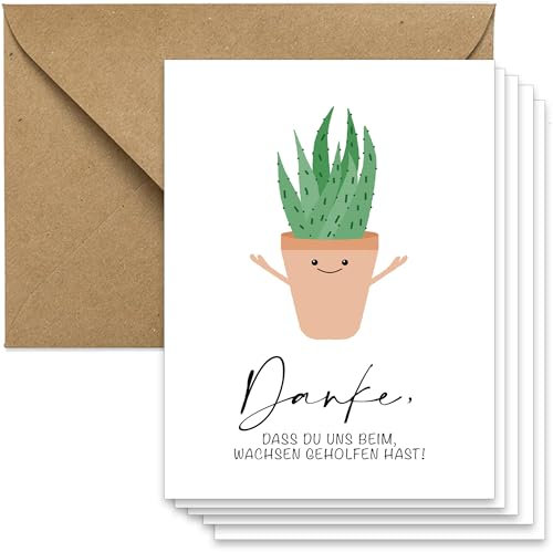 the lazy panda card company 5er Dankeskarten für Lehrer und Lehrerassistenten. Geeignet für Schule und Kita