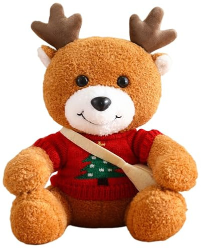 Viusneun Kuscheltier, 30cm Crossdressing Elch Plüschtier Sitzender Elch Stofftier Niedliches Hirsch Kuscheltiere Weihnachts Geschenk für Kinder und Freunde (Weihnachtsbaum)