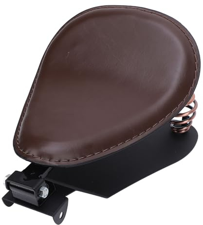 Siège Solo de Moto, Siège Conducteur Solo de Moto Universel, Coussin à Ressort Unique avec Kit de Support à Ressort, adapté aux Motos Rétro pour Motos Cruiser, Installation