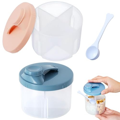 2Pcs Formula Powder Pots Formula Dispenser and One Spoon,Baby Milk Powder Dispenser Pots,Formula Powder Pot with Rotatable Cover Protable Milk Powder Dispensers Milk Powder Dispenser Potfor Outdoor