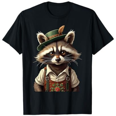 Waschbär Mit Trachtenhut Oktoberfest Stil T-Shirt